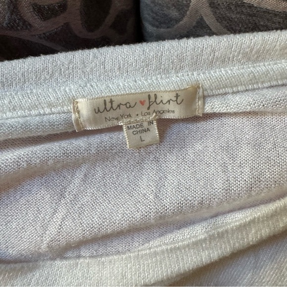 Ultra Flirt Cream Long Sleeve Top with Lace Accents - Picture 5 of 5